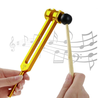 3Pcs Aluminum Tuning Forks Set 128Hz 256Hz 512Hz for Sound Healing Yoga Meditation-Gold