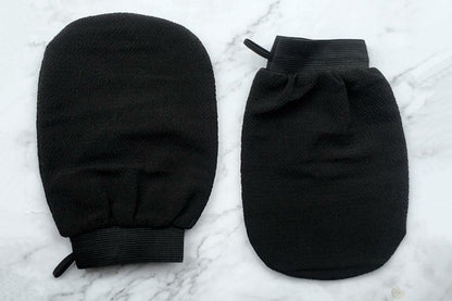 2Pcs 100% Viscose Exfoliating Gloves Moroccan Body Scrub Bath Wash Mitts-Black