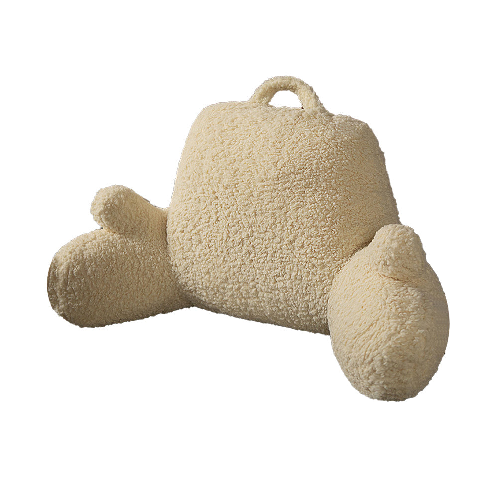 Fluffy Backrest Reading Pillow Lumbar Support Chair Cushion with Arms Beige