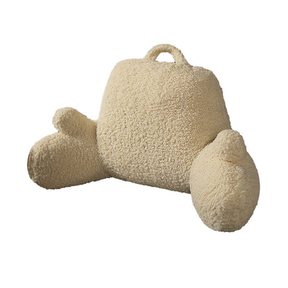 Fluffy Backrest Reading Pillow Lumbar Support Chair Cushion with Arms Beige