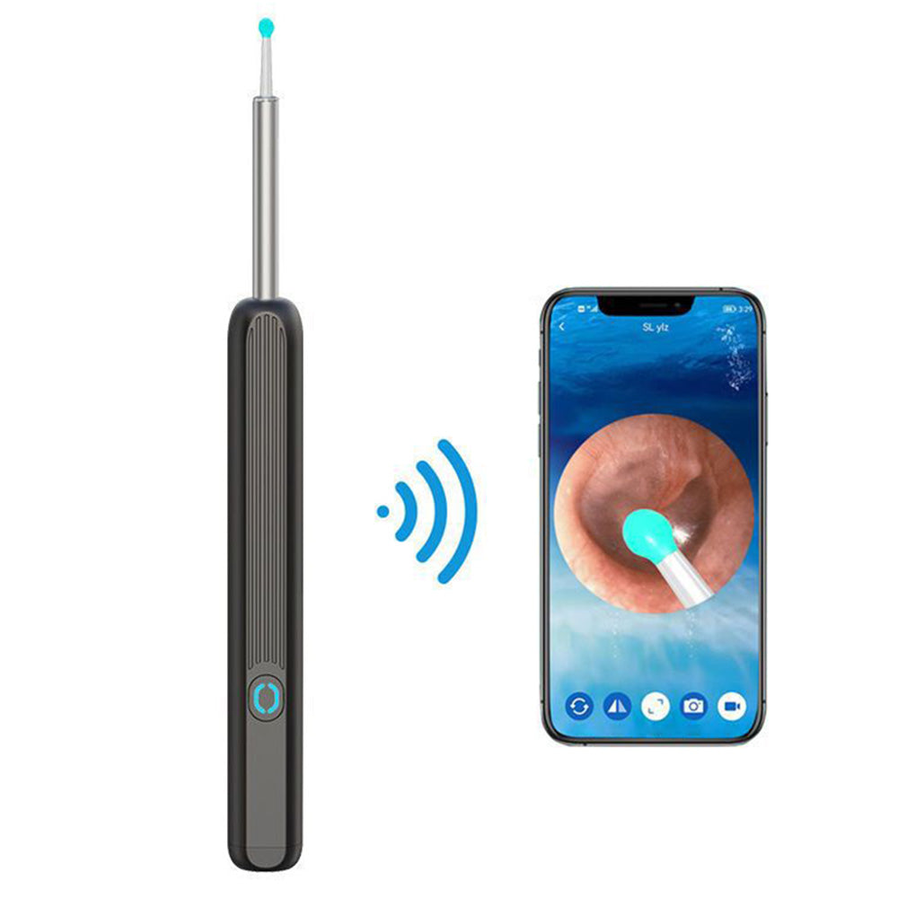 Wireless WiFi Ear Wax Removal Kit with HD Camera 360 Degree Visual Ear Cleaner-Black