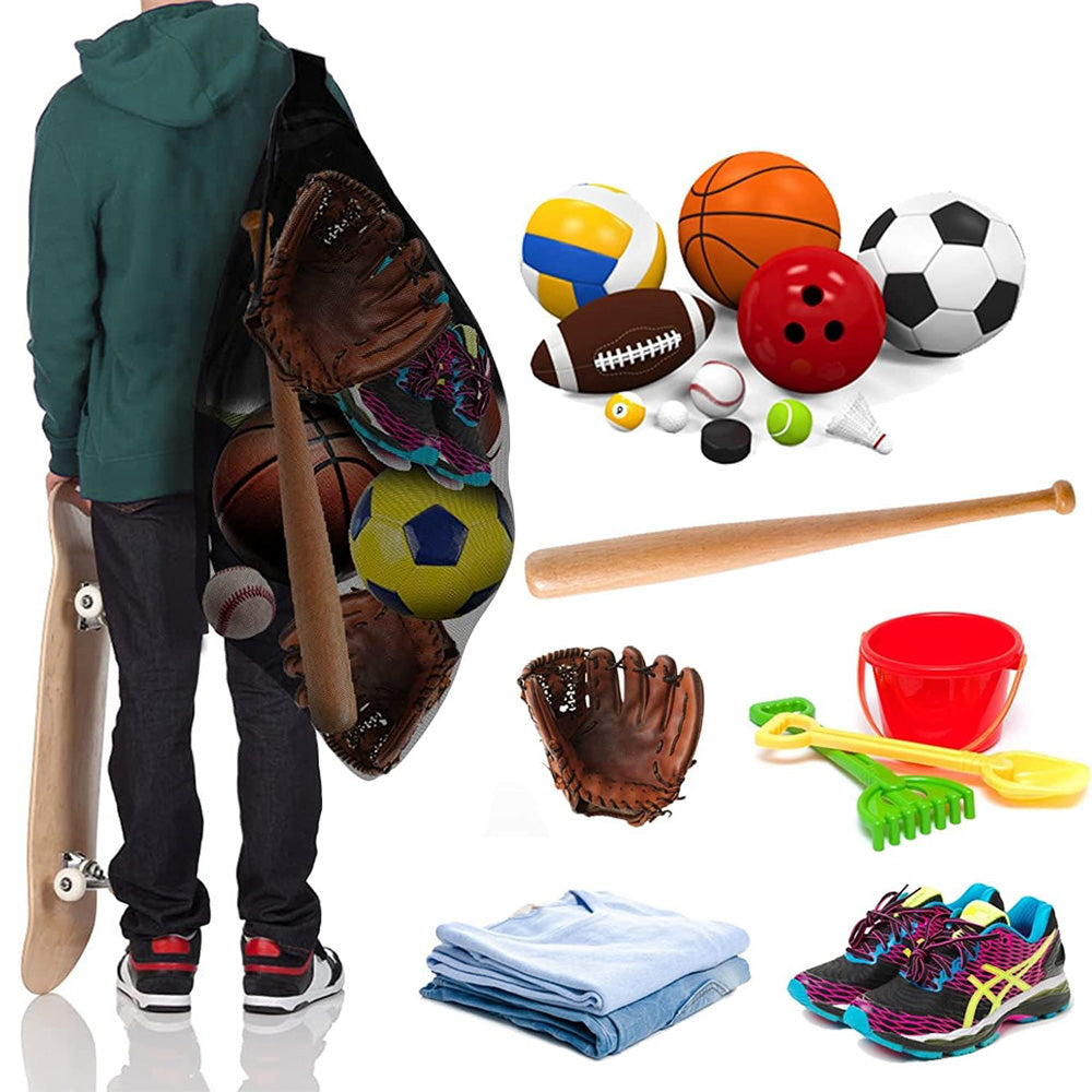 Extra Large Mesh Sports Ball Bag ââ‚?Heavy Duty with Adjustable Strap