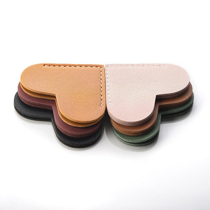 6PCS PU Leather Heart Bookmarks Cute Corner Page Holders for Books