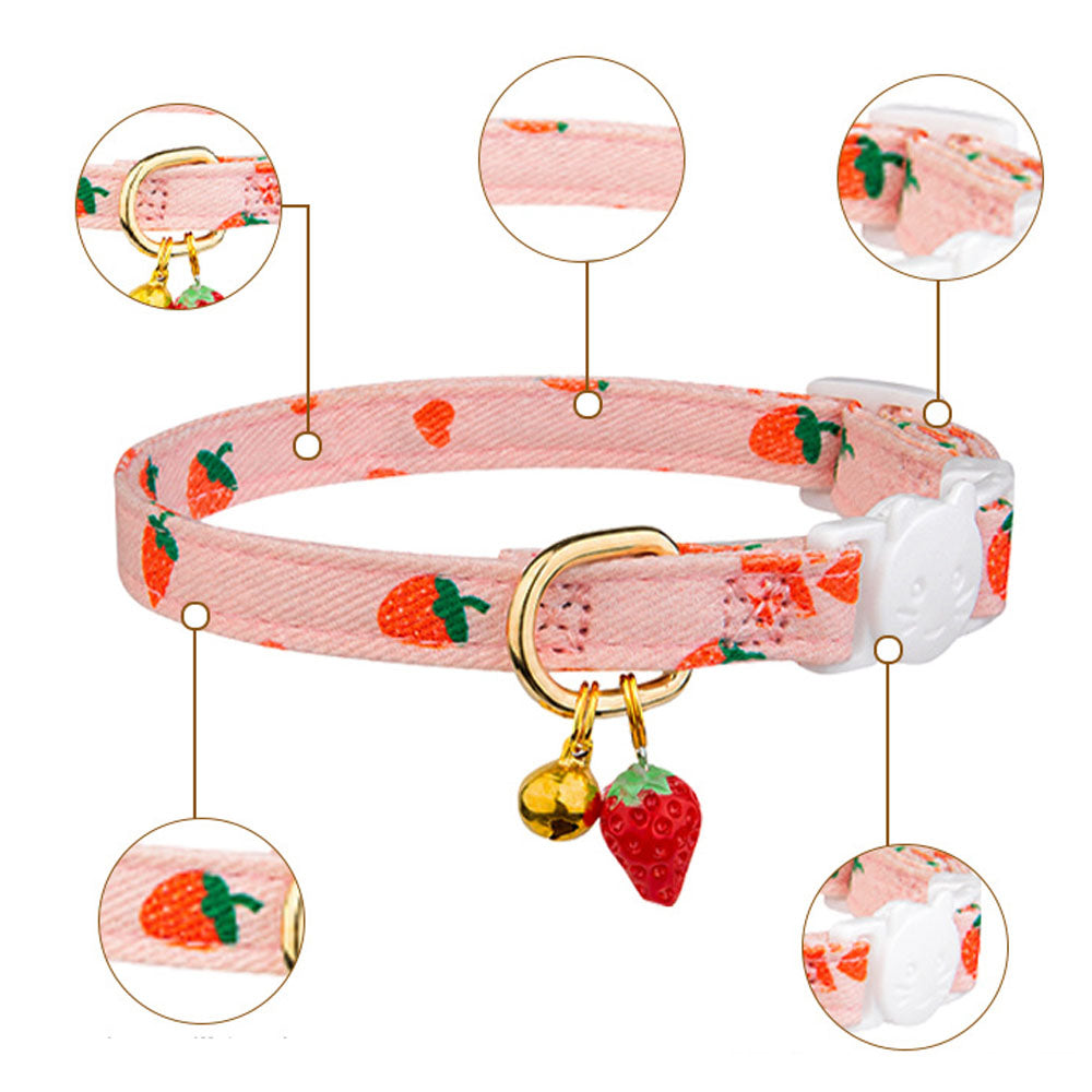 2 Piece Soft Cotton Adjustable Breakaway Cat Collars - Pink and White