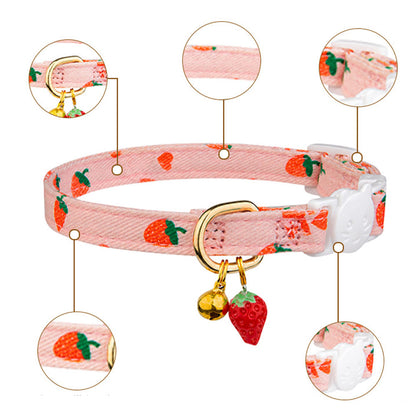 2 Piece Soft Cotton Adjustable Breakaway Cat Collars - Pink and White