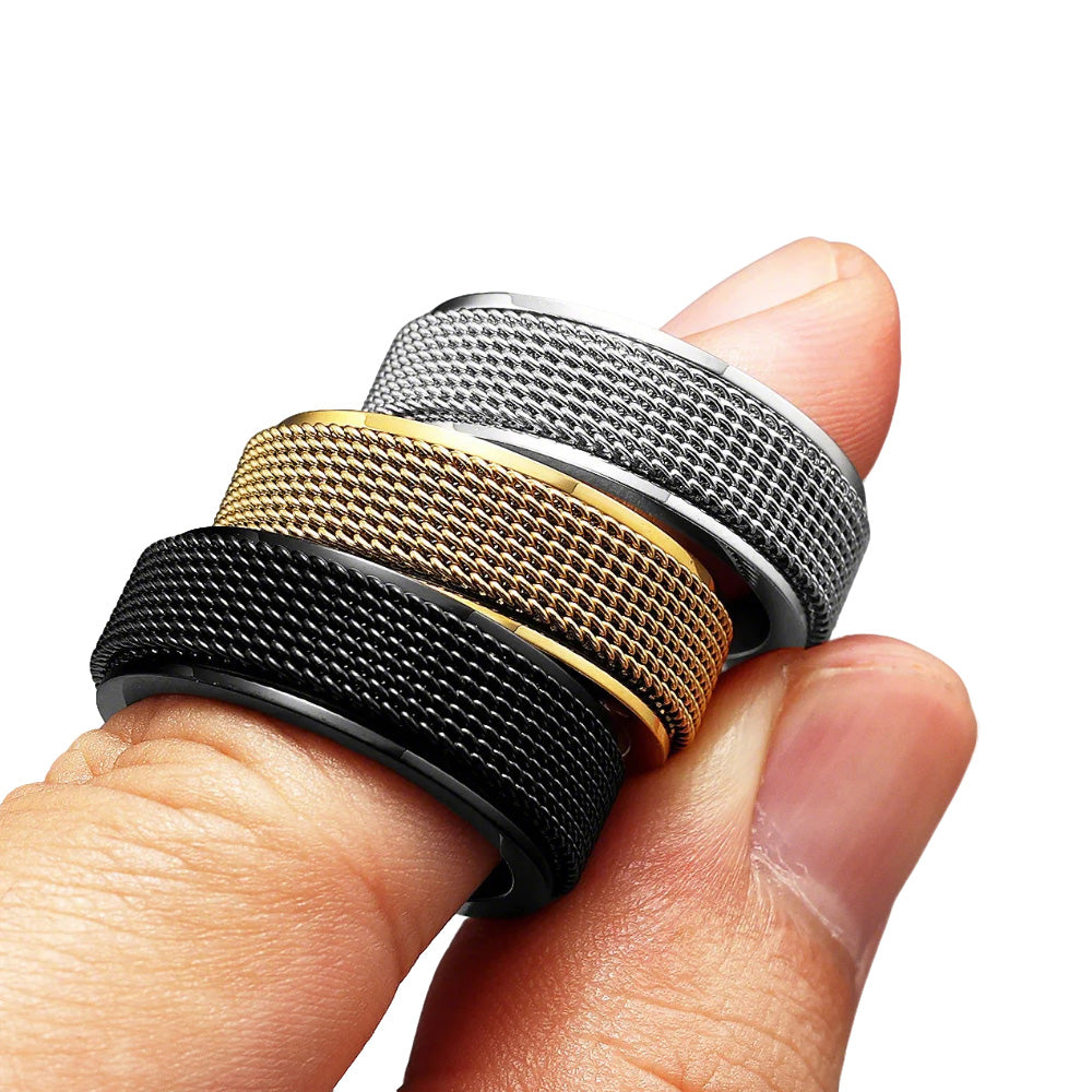 54 mm Titanium Steel Spinner Ring Set Silver Black Gold Relaxing Rotating Rings