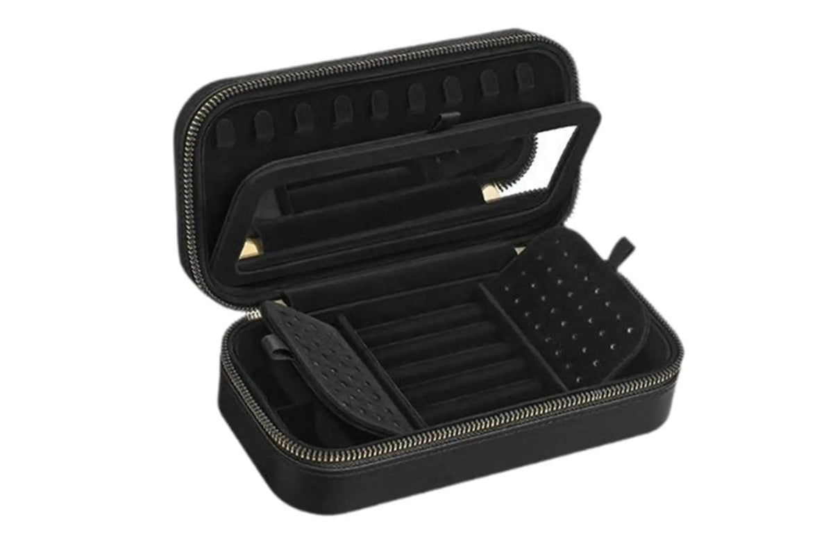 2Pcs Travel Jewelry Case Jewelry Box Organizer With Mirror Display Case Storage-Each of Color