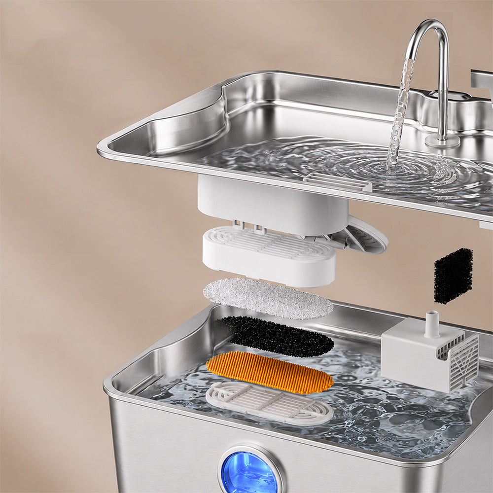 12L Stainless Steel Pet Water Fountain for Large Dogs Multi Pet