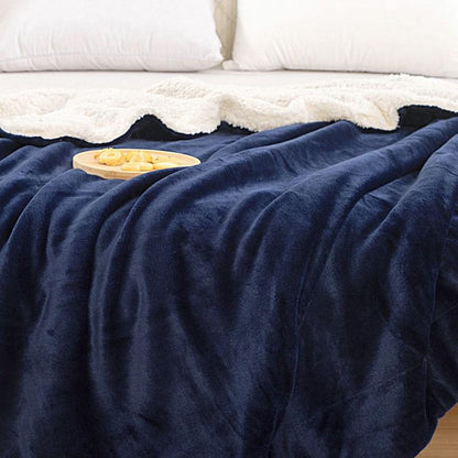 Soft Double-Sided Throw Blanket  Fuzzy Warm Reversible Blanket for Couch Bed Sofa Navy