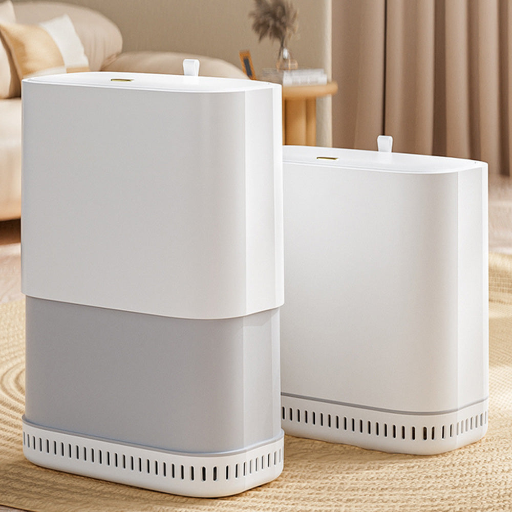 Household Adsorption Trash Can with Lid for Bathroom - White