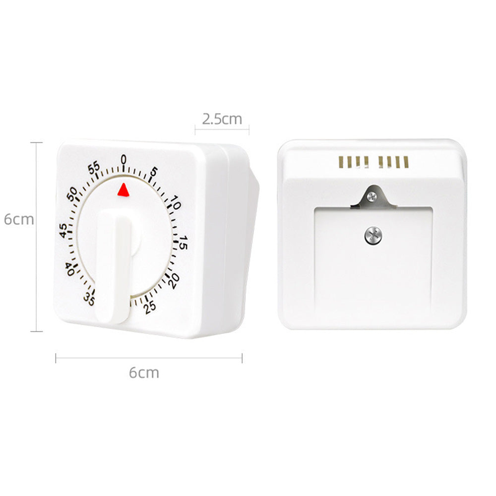 60-Minute Mechanical Kitchen Timer Visual Countdown Timer for Kitchen Cooking Study White