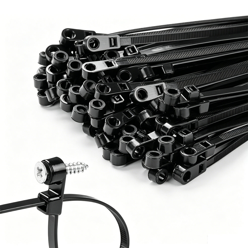 300Pcs Set 150x4mm Screw Hole Zip Ties Self Locking Cable Tie