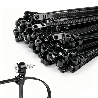 300Pcs Set 150x4mm Screw Hole Zip Ties Self Locking Cable Tie