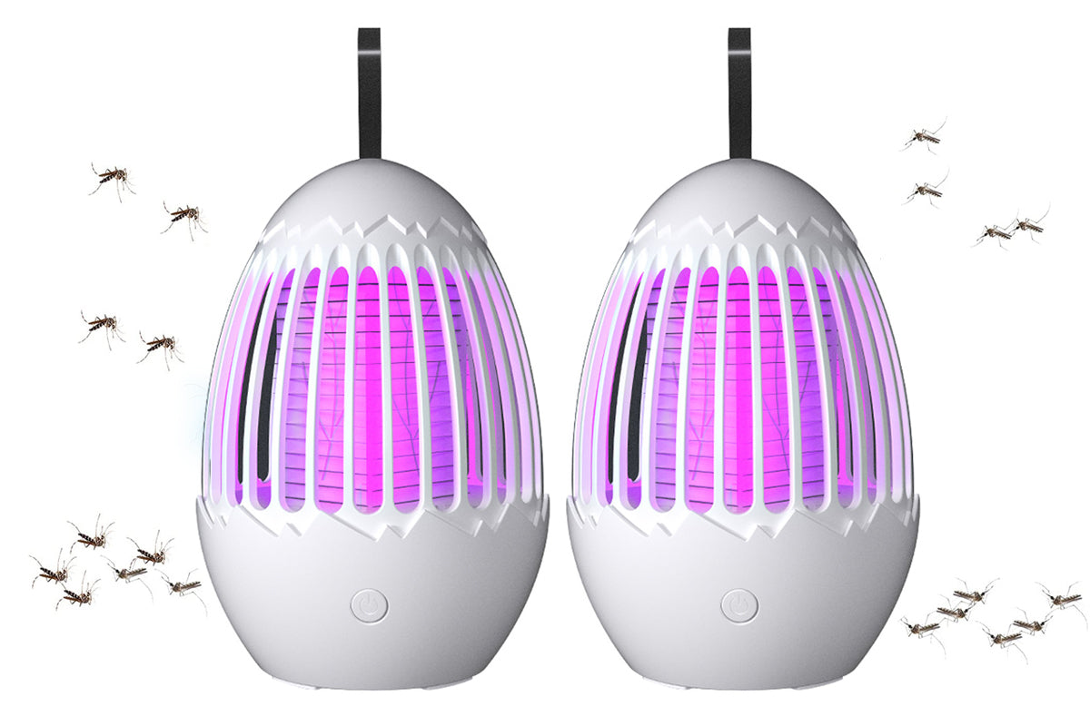 2Pcs USB Outdoor Indoor LED Light Rechargeable Mosquito Killer Portable Waterproof Mosquito Repellent-White