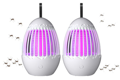 2Pcs USB Outdoor Indoor LED Light Rechargeable Mosquito Killer Portable Waterproof Mosquito Repellent-White