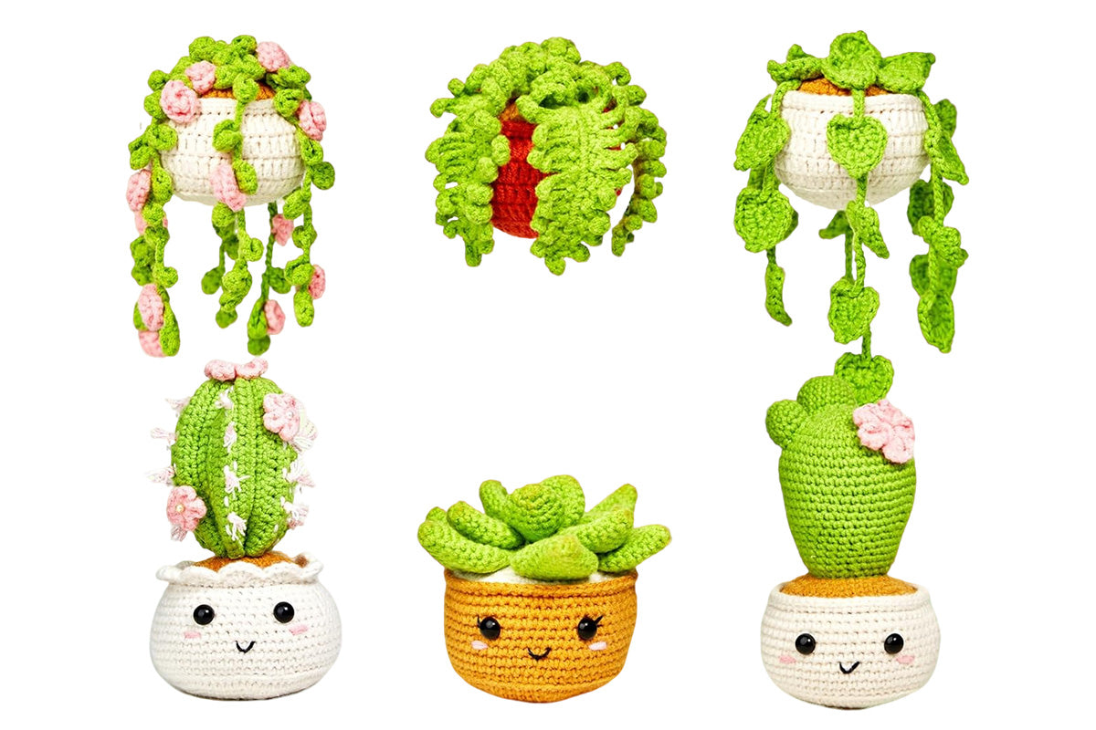 6 Pack Hanging Potted Plants Craft Knitting Knitting Kits With  Hooks Yarn Set