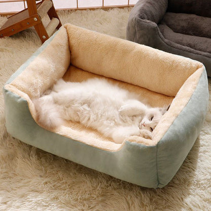 Rectangle Pet Bed for Dogs Cats Beds Warming Soft Calming Sleeping Puppy Bed Green