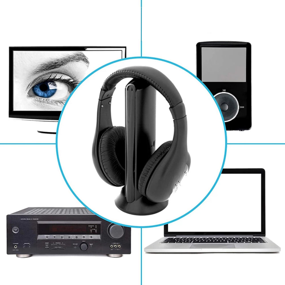 5-In-1 Home Headset Wireless TV Radio Headphones with Microphone