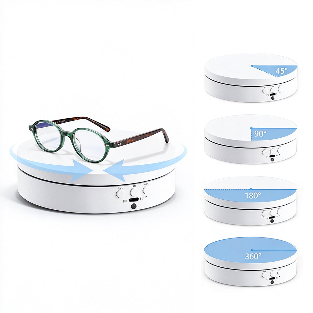 Electric 360 Degree Rotating Display Stand for Jewelry and Photography - White