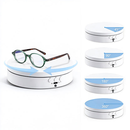Electric 360 Degree Rotating Display Stand for Jewelry and Photography - White