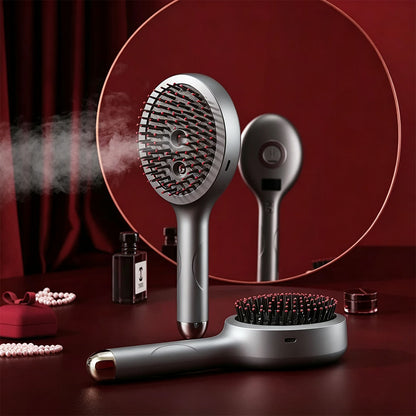 3 in 1 Electric Spray Hair Comb with Mist Function-Grey