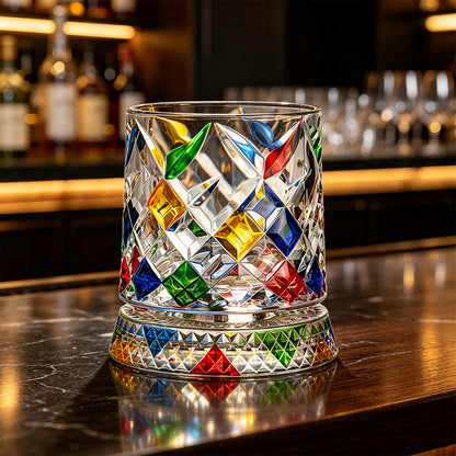270ml Rotating Whiskey Glass Hand Painted Whiskey Tumbler
