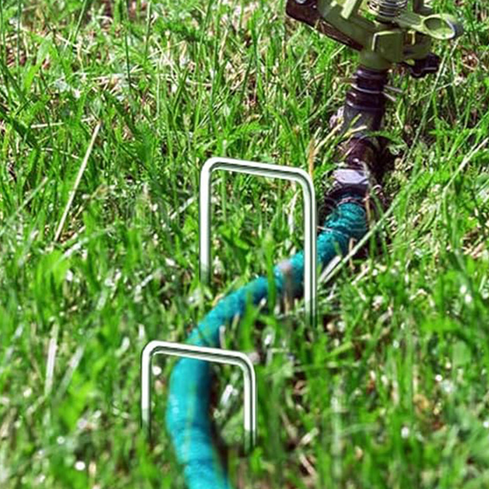 50Pcs 15cm Galvanized U Shaped Stakes for Weed Barrier and Landscape Fabric-2.5mm