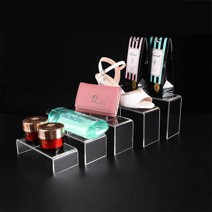 5 Pieces Set Clear Acrylic Display Risers Stand Shelf Showcase for Jewelry Candy Dessert Cake