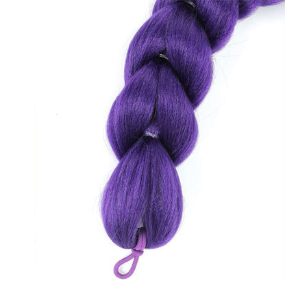 65 cm Purple Braided Ponytail Hairpiece with Elastic Band for Cosplay Party