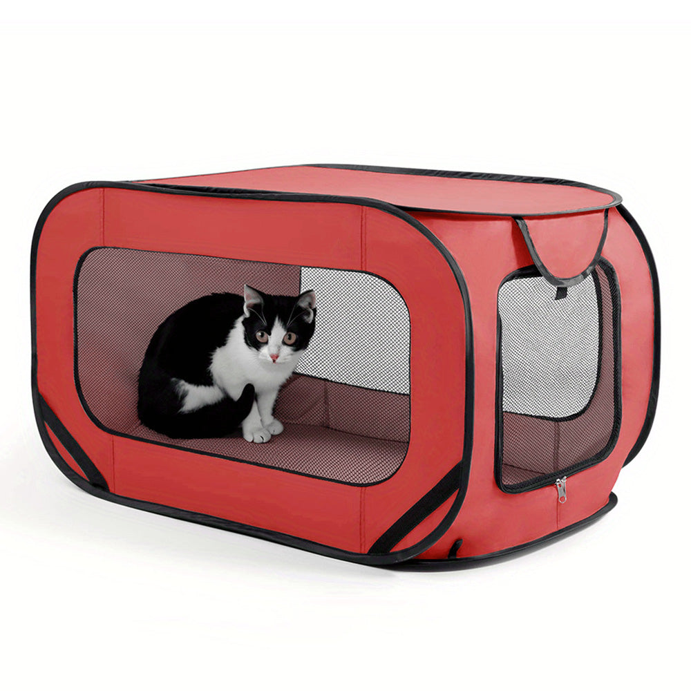 Portable Car Seat Pet Kennel Pop Up Dog Cat Tent Bed Red