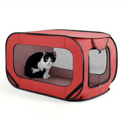 Portable Car Seat Pet Kennel Pop Up Dog Cat Tent Bed Red