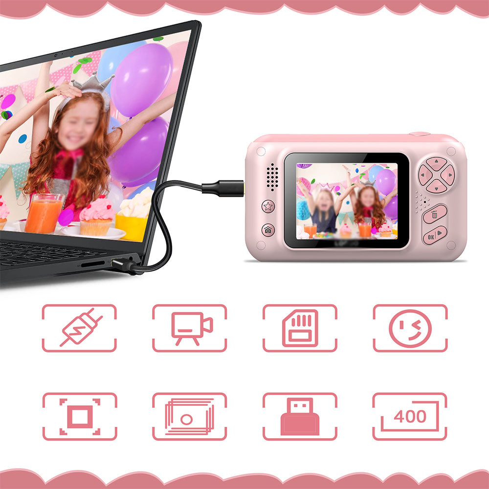 180 Degree Flip Lens Digital Camera Camera Toys - Pink