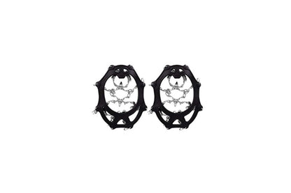 2 Piece Traction Cleats Ice Snow Grips with 10 Stainless Steel Spikes - Black