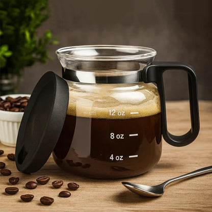 16 Oz Coffee Pot Mug Glass with Lid