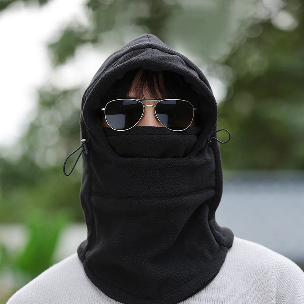 3-in-1 Winter Cycling Balaclava Thermal Fleece Face Mask-Black