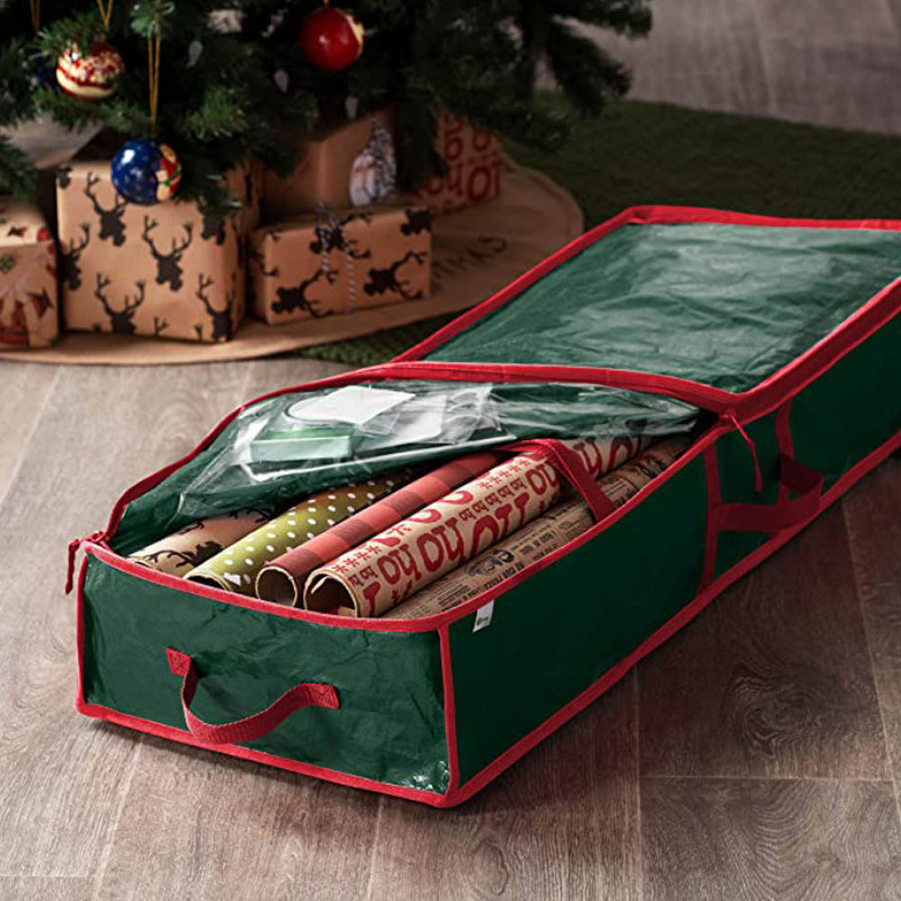 Christmas Storage Bag Xmas Wrapping Paper Storage Container Under Bed Organizer Bag Green