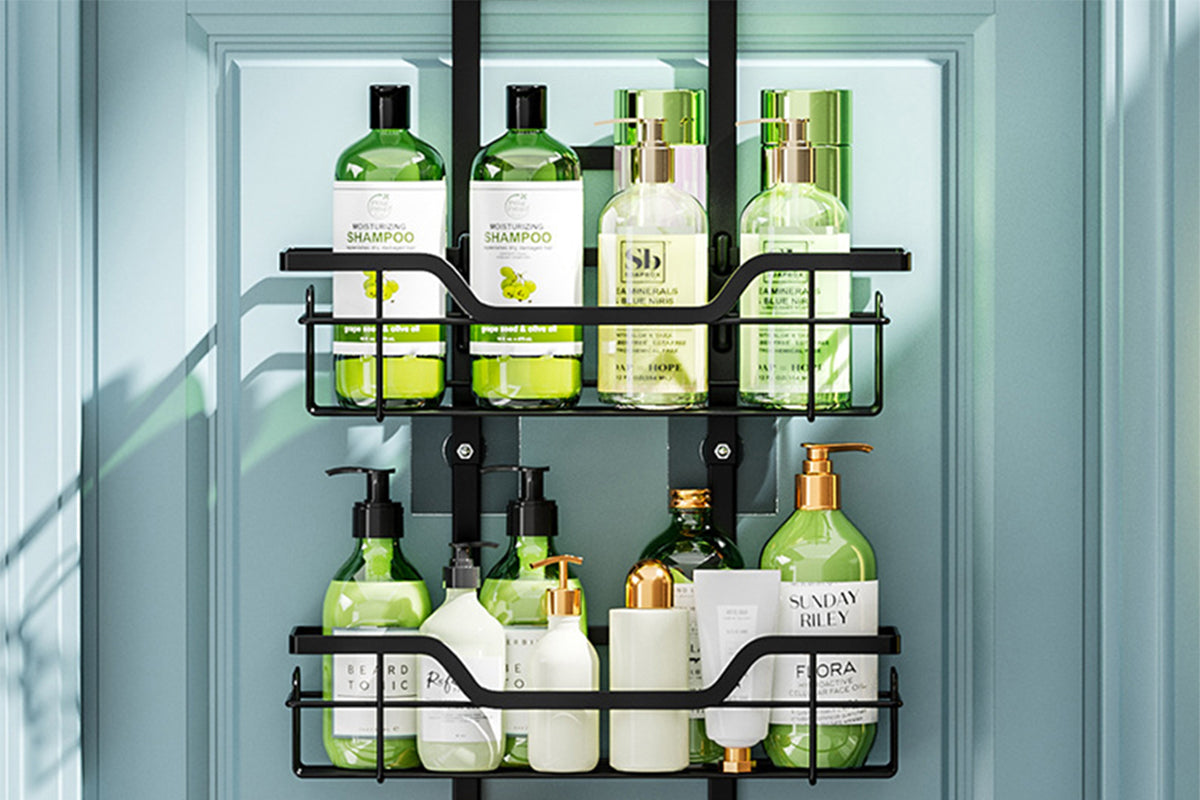Over The Door Shower Caddy Bathroom Hanging Organizer Shampoo Holder Soap Holder