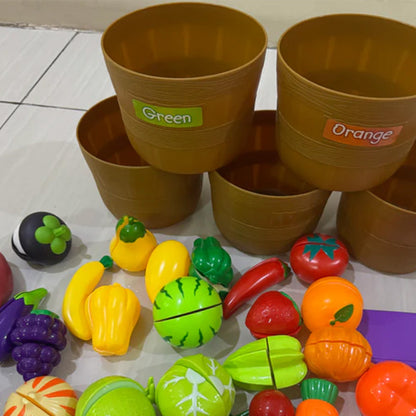 Kids Pretend Play Cutting Food Set Educational Toy for Preschool Learning