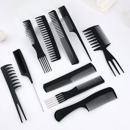 10Pcs Hair Brush Set with PVC Storage Box for Barbershop Salon and Home Use
