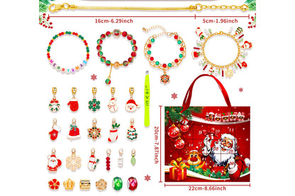 Christmas Advent Calendar Bracelets for Girls 24 Days Xmas Countdown Calendar DIY Jewelry Making Kit Christmas Gift-Style1