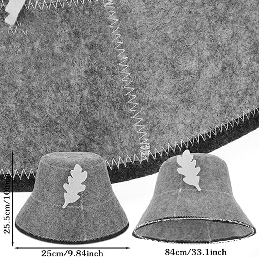 2Pcs Felt Sauna Hat