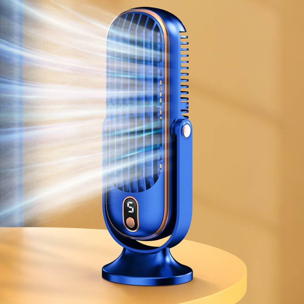 Wireless Cooling Table Fan Portable Tower Fan With 5 Speeds And 720 Degrees Oscillation-Blue