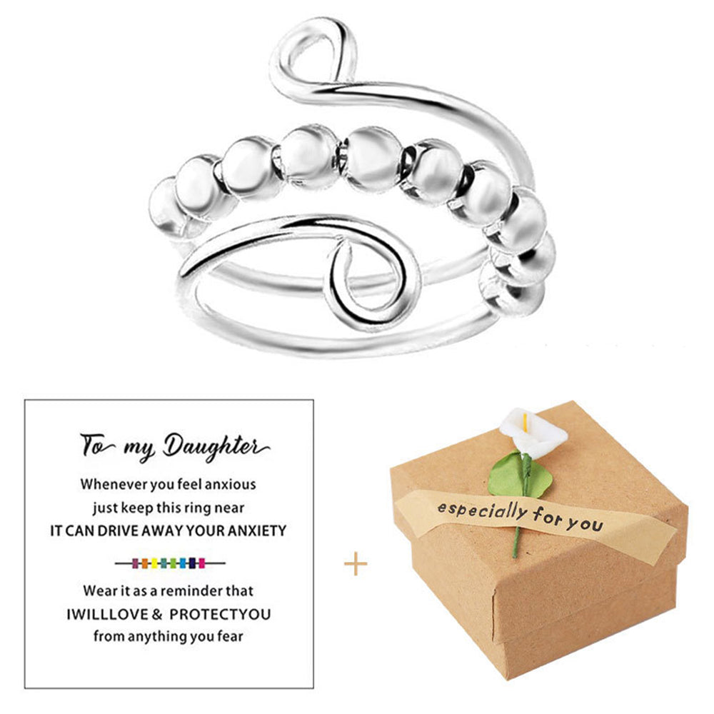 2Pcs To My Daughter Fidget Ring for Anxiety-silver