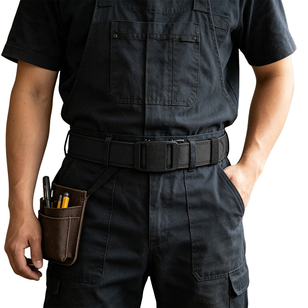 Double Layer Thickened Tactical Belt with Automatic Buckle - Black