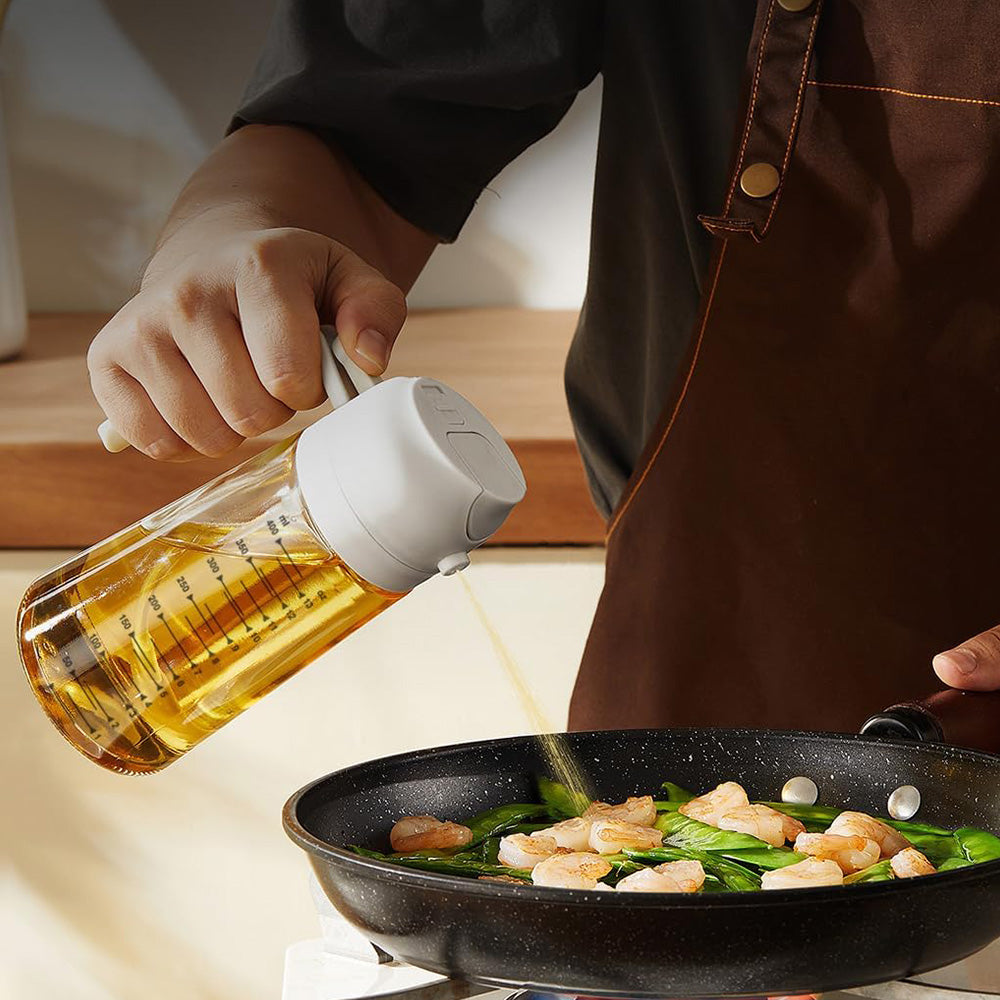 2 Pcs Measuring Oil Dispenser Bottle with Spray and Pour