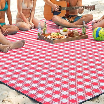 Outdoor Picnic Blanket Splash-resistant Foldable Travel Mat 203x203cm-Red