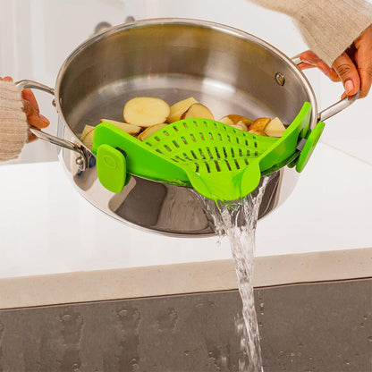 Clip-On Silicone Kitchen Strainer ââ‚?For Pasta  Noodles  Vegetables  Fruit Green