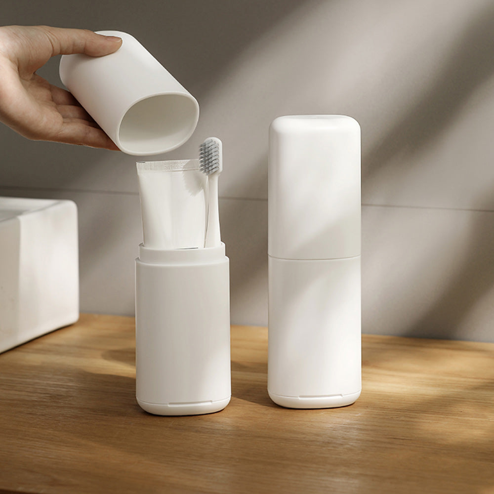 Portable 180 ml Travel Toothbrush Holder and Rinse Cup-White