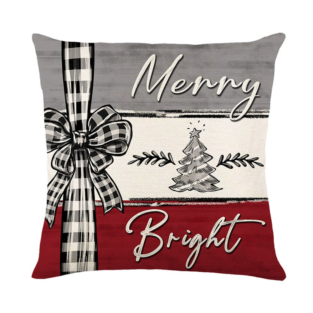 4Pcs Christmas Cushion Pillow Covers 45x45cm Joy Xmas