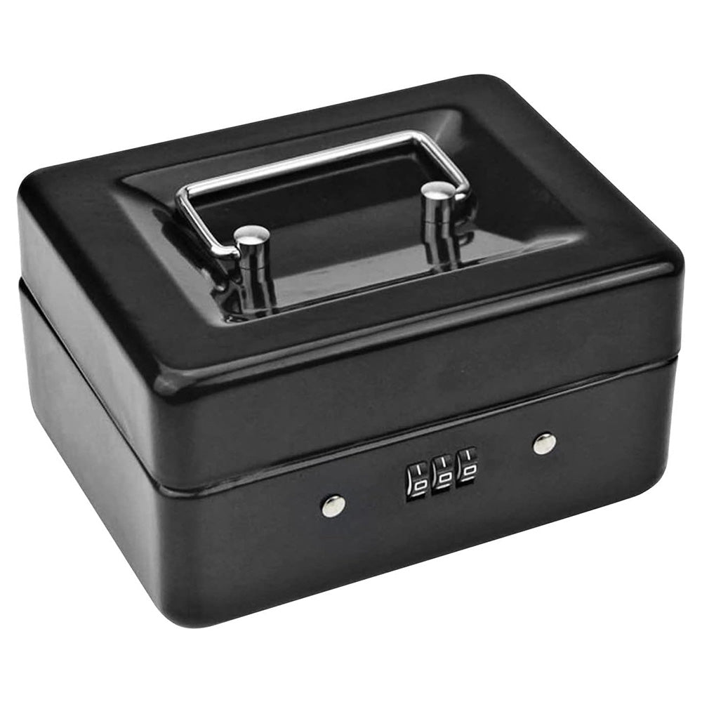 Lockable Cash Box Deposit Petty Cash Money Box with Code Lock Security Safe-Black